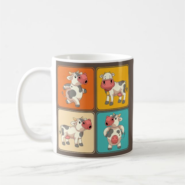 Funny Cow Lover Farm Animal Farmer Pop Art Cow  Coffee Mug (Left)