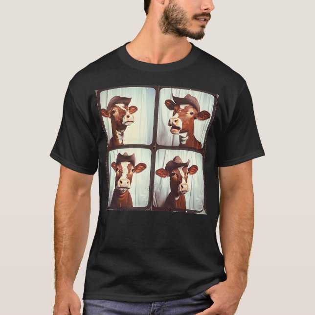 Funny Cow Lover Funny Farm Animal Photobooth Cowbo T-Shirt (Front)