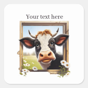 Funny cow lovers customisable  square sticker