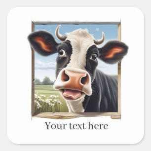 Funny cow lovers customisable  square sticker