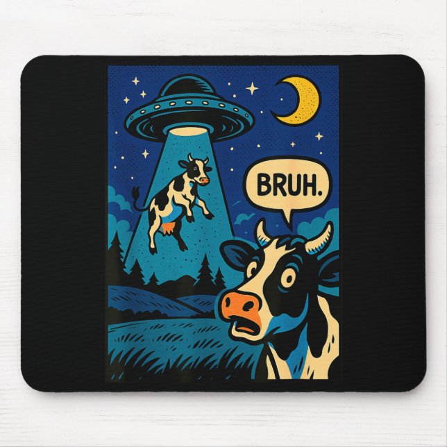 Funny Cow Meme Ufo Alien Zoo Boys Girls Kids  Mouse Mat (Front)