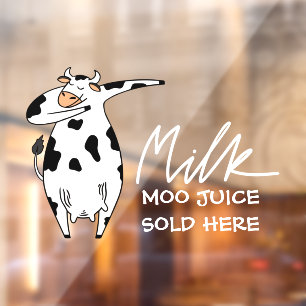 Funny Cow Milk Moo Juice Sold Here  Window Cling