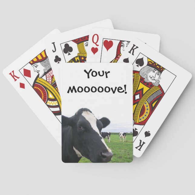 Funny Cow Moo Humourous Farm Barn Animal Cattle Playing Cards (Back)