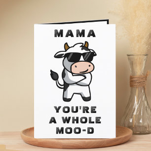Funny Cow Moo Mood Mother Happy Birthday Thank You Card
