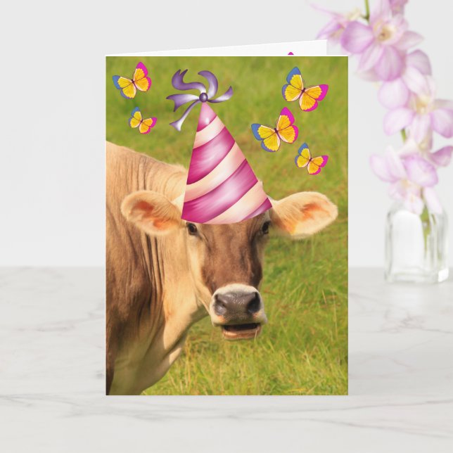 Funny Cow MOOLICIOUS Birthday Card (Orchid)