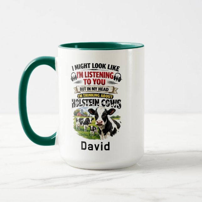 Funny Cow Mug – Thinking About Holstein Cows (Left)