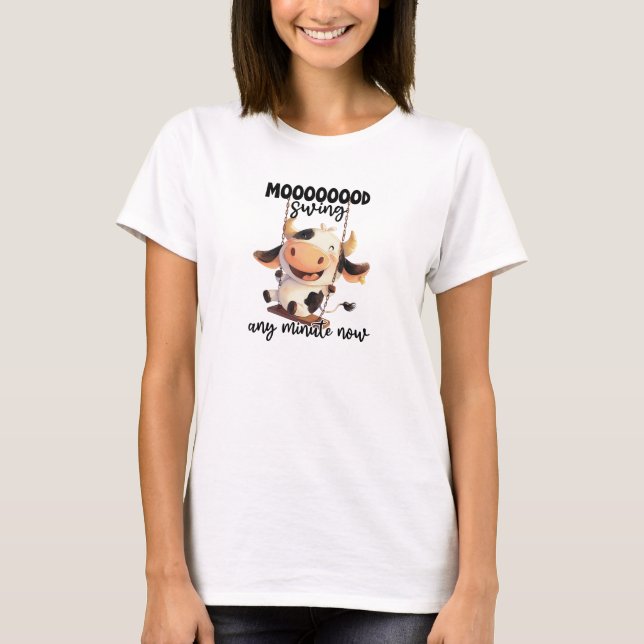Funny cow on swing T-Shirt (Front)