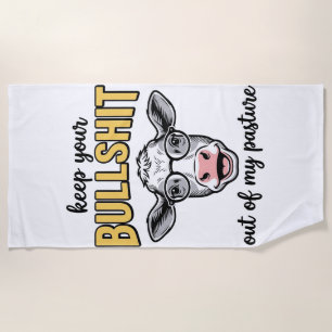Funny Cow Pasture Vintage Shirt Design_1 Beach Towel