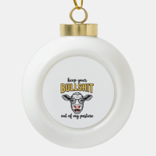 Funny Cow Pasture Vintage Shirt Design_1 Ceramic Ball Christmas Ornament