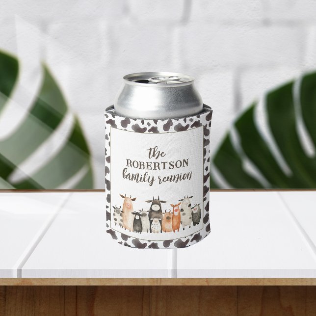 Funny Cow Print Country Family Reunion Can Cooler (Creator Uploaded)
