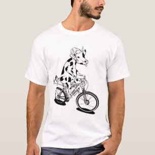 Funny cow riding a bikepacking MTB T-Shirt