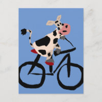 Funny Cow Riding Bicycle Art