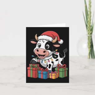 Funny Cow Santa Hat Animals Lovers Ugly Christmas Card