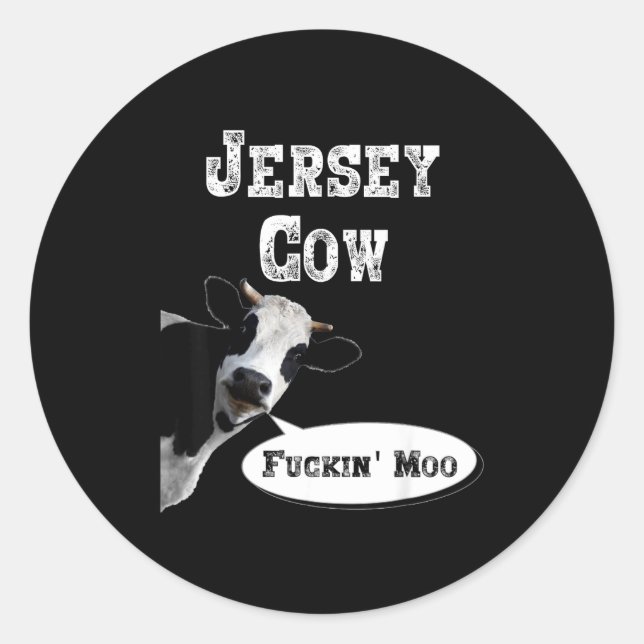 Funny Cow Shirt New Jersey Cow Lover Farm Animal R Classic Round Sticker (Front)