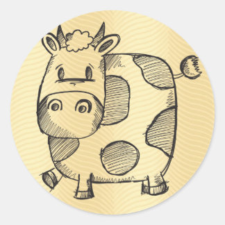 Funny Cow Sketch Classic Round Sticker