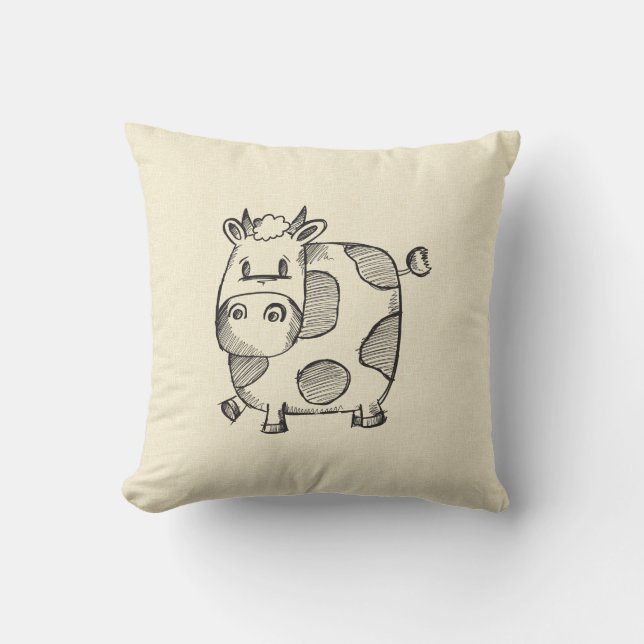 Funny Cow Sketch Cushion (Front)