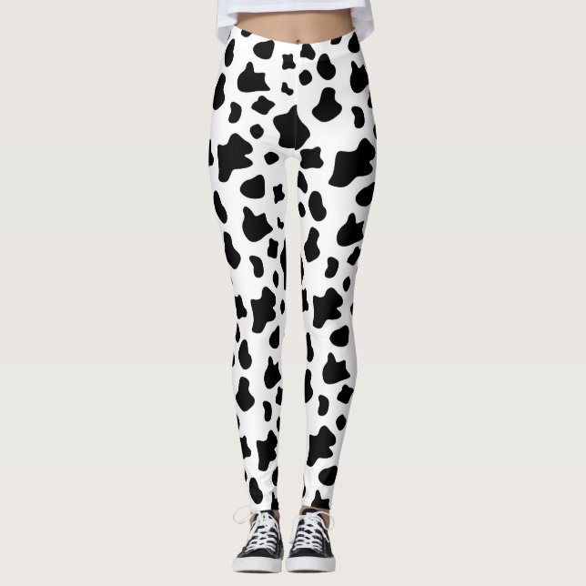 Funny cow spots pattern, animal fur theme clothes leggings (Front)