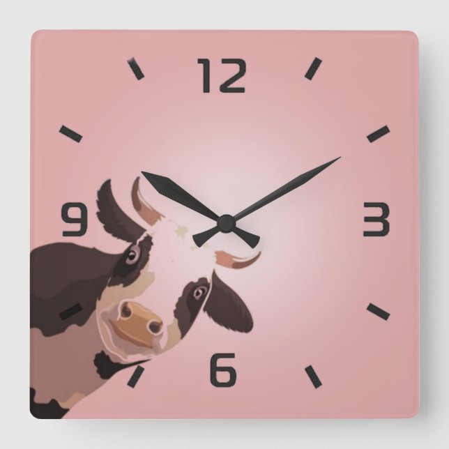 Funny cow square wall clock (Front)
