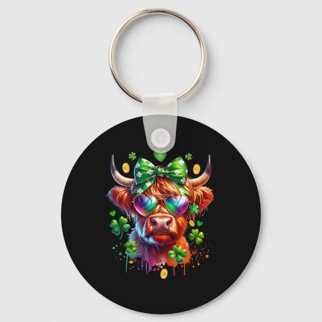 Funny Cow St Patricks Day  Key Ring (Front)