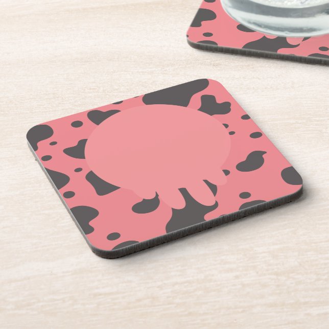  Funny Cow Udder  Pattern Pink  Beverage Coaster (Left Side)