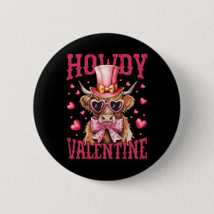 Funny Cow Valentine Cute Western Heart Sungles 6 Cm Round Badge