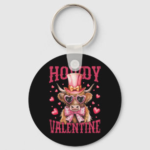 Funny Cow Valentine Cute Western Heart Sungles  Key Ring