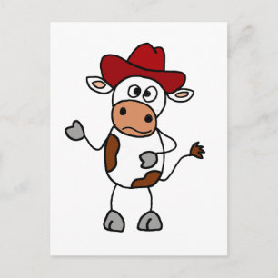 Funny Cow Wearing Red Cowboy Hat Postcard