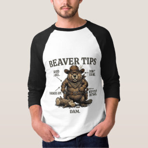 Funny Cowboy Beaver Tips Wild West Vintage T-Shirt