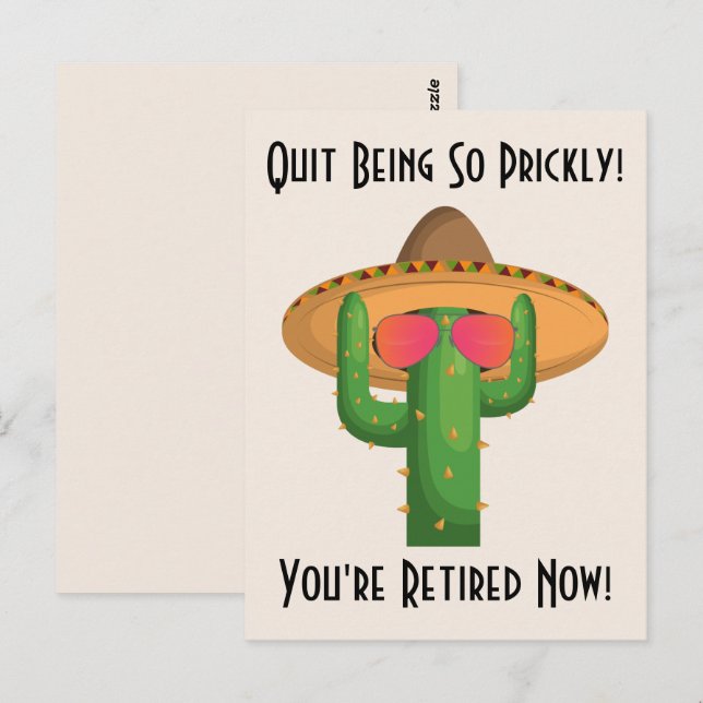 Funny Cowboy Cactus Western Theme Retirement Postcard (Front/Back)