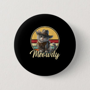 Funny Cowboy Cat Mashup Meow Howdy Kitten Lovers M 6 Cm Round Badge