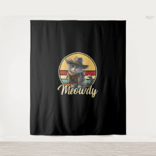 Funny Cowboy Cat Mashup Meow Howdy Kitten Lovers M Tapestry