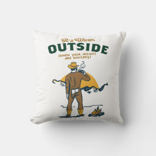 Funny Cowboy Drinking Whiskey Cushion