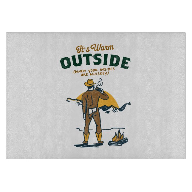 Funny Cowboy Drinking Whiskey Cutting Board (Front)