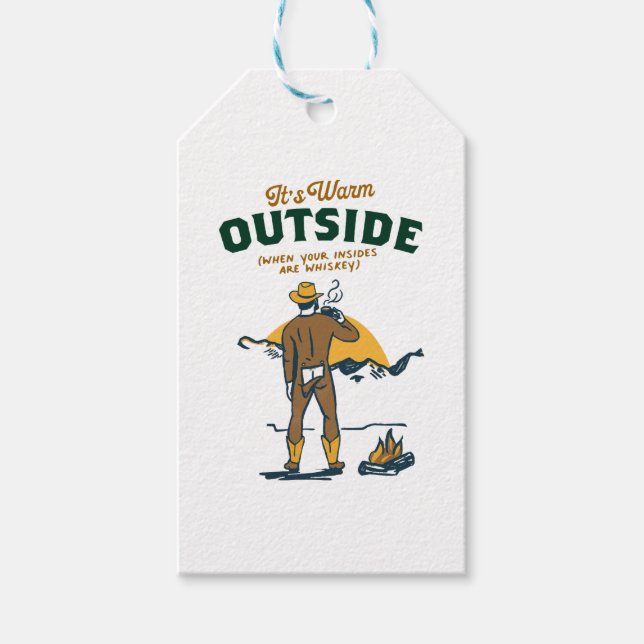 Funny Cowboy Drinking Whiskey Gift Tags (Front)