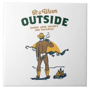 Funny Cowboy Drinking Whiskey Tile