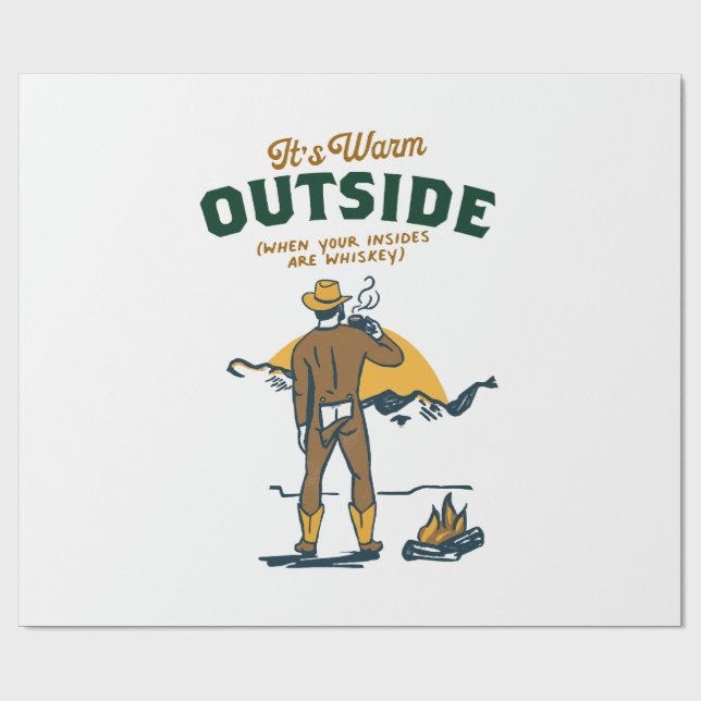 Funny Cowboy Drinking Whiskey Wrapping Paper (Flat)