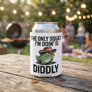 Funny Cowboy Frog Diddly Squat Can Cooler