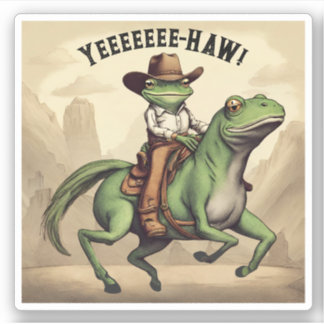 Funny cowboy frog riding freaky horse personalised