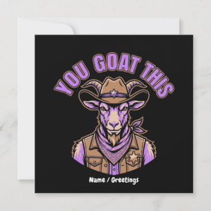 Funny Cowboy Goat Motivational Pun Western Design Invitation