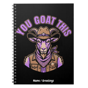 Funny Cowboy Goat Motivational Pun Western Design Notebook