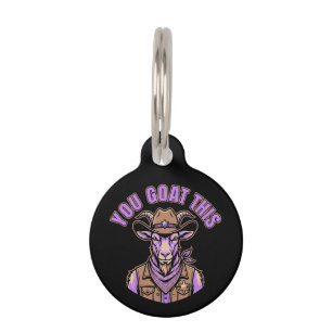 Funny Cowboy Goat Motivational Pun Western Design Pet Tag