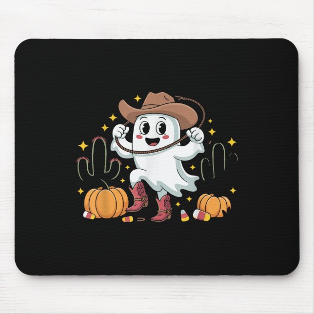 Funny Cowboy Halloween Ghost Western Fall For Spoo Mouse Mat (Front)