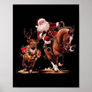 Funny Cowboy Santa Bulldogging Christmas Cowboy We Poster