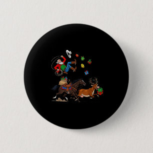 Funny Cowboy Santa Christmas Holiday Western Style 6 Cm Round Badge