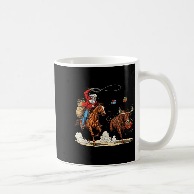 Funny Cowboy Santa Christmas Holiday Western Style Coffee Mug (Right)