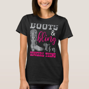Funny Cowgirl Boots Bling Women  Cute Love Country T-Shirt