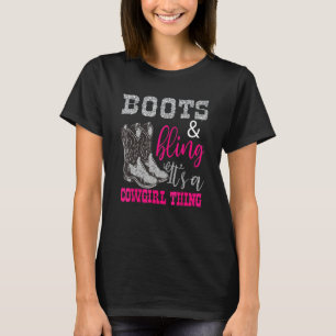 Funny Cowgirl Boots Bling Women  Cute Love Country T-Shirt