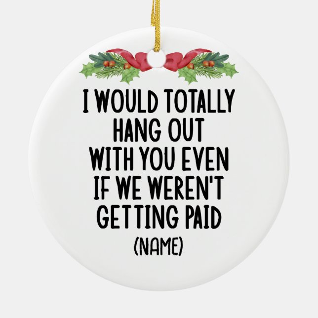 Funny Coworker Best Friend Custom Name Ceramic Tree Decoration (Back)