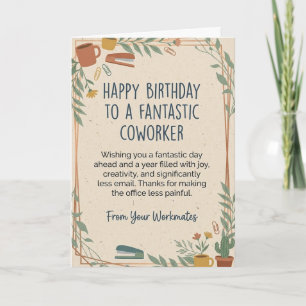 Funny Coworker Birthday Card Hilarious Office Work