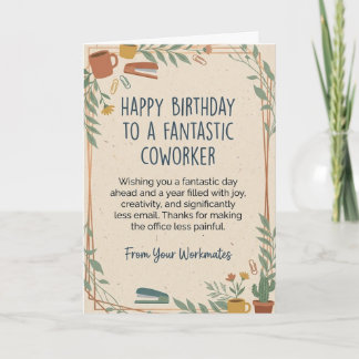 Funny Coworker Birthday Card Hilarious Office Work
